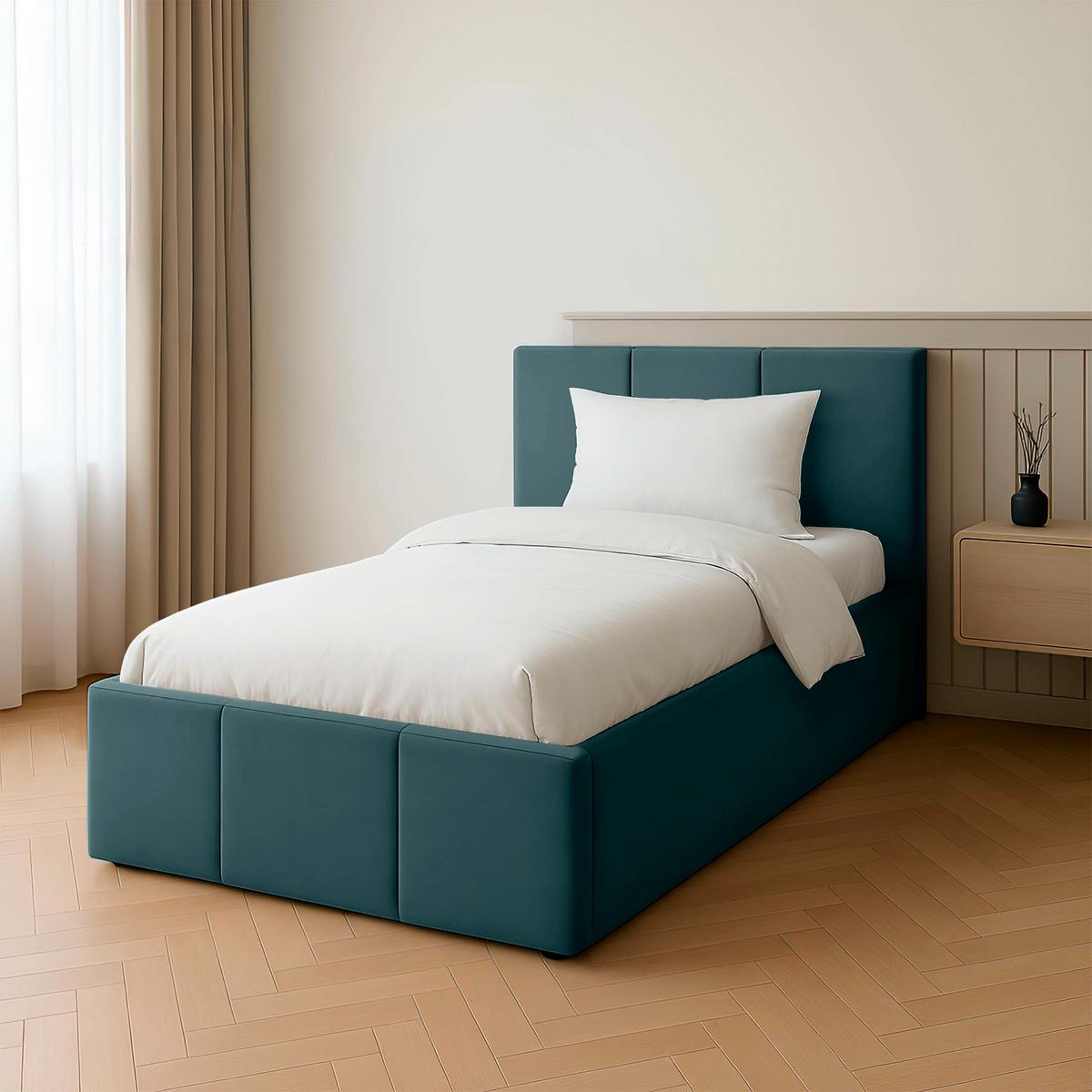 POLSTERBETT für Schlafzimmer Bett mit Stauraum Türkis 90x200 - Türkis, Holzwerkstoff/Metall (90/200cm) - Muralo