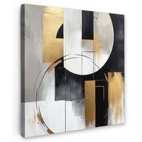 LEINWANDBILD Abstrakt - Gold - Silber - Formen - Ästhetik Deko Groß 90x90 cm - Multicolor, Textil (90/90cm) - MuchoWow