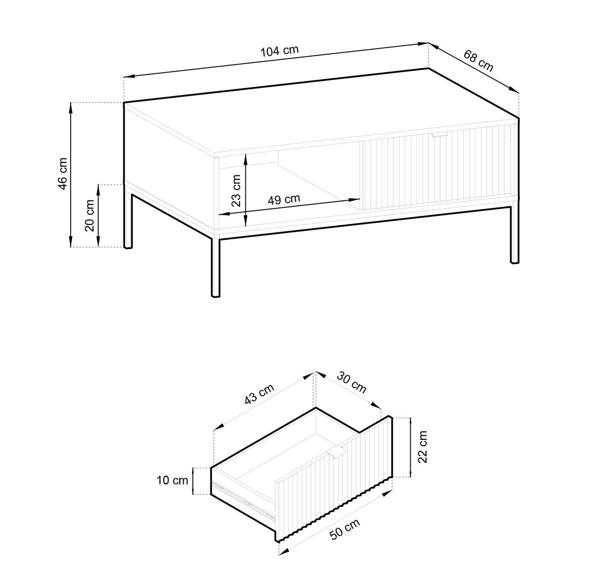 WOHNZIMMERTISCH Vellore Grün / Schwarz 104x68 cm - Grün, Holzwerkstoff/Metall (68/104/46cm) - Selsey
