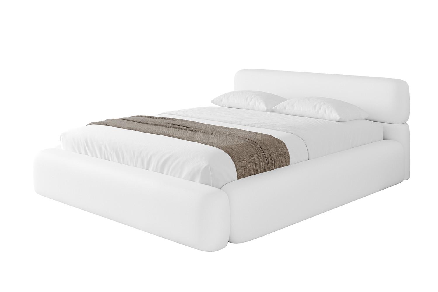 POLSTERBETT mit Bettkasten und Lattenrost, Bett mit Matratze H3/H4 - ENORA-V1 160x200 Weiß Kunstleder - Weiß Hochglanz, Holzwerkstoff/Textil (160/200cm) - ALTDECOR