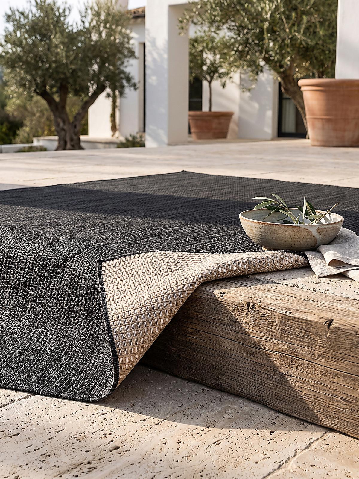 TEPPICH Flachgewebe, Outdoor, Fußbodenheizung-geeignet, VIGOLENO in Anthrazit, 280 x 370 cm - Anthrazit, Textil (280/370cm) - KADIMA DESIGN