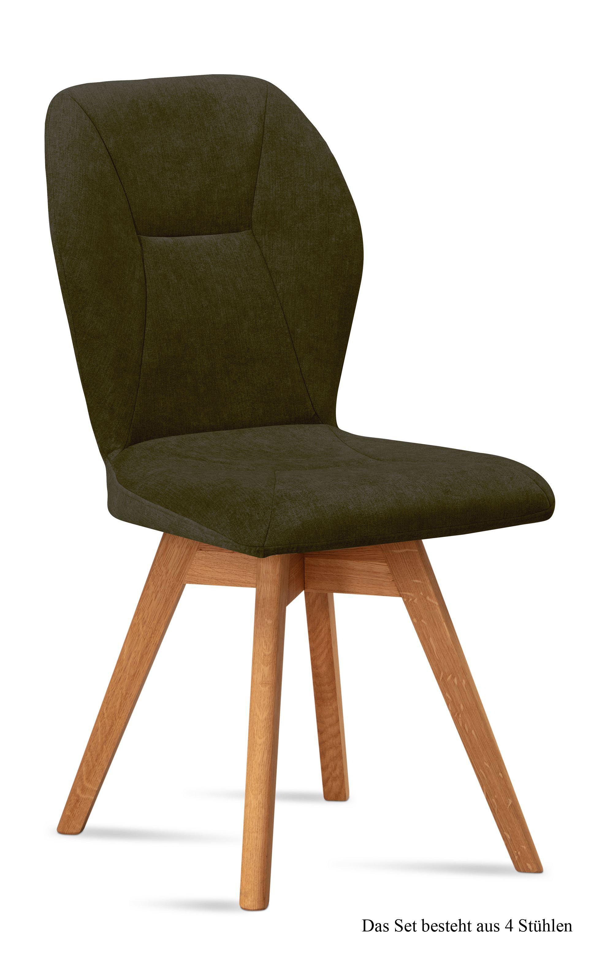 ESSZIMMERSTUHL drehbar (4er-Set) Draga 51x92x60 Eiche geölt/Khaki - Dunkelgrün/Eichefarben, Kunststoff (60/92/51cm) - 58aufmkessel