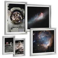 BILDER SET 5er Set - 50x50 cm & 20x30 cm & 40x60 cm Silberner Rahmen - Astronauten landen auf dem Mond - Silberfarben, Kunststoff (40/60cm) - TULUP