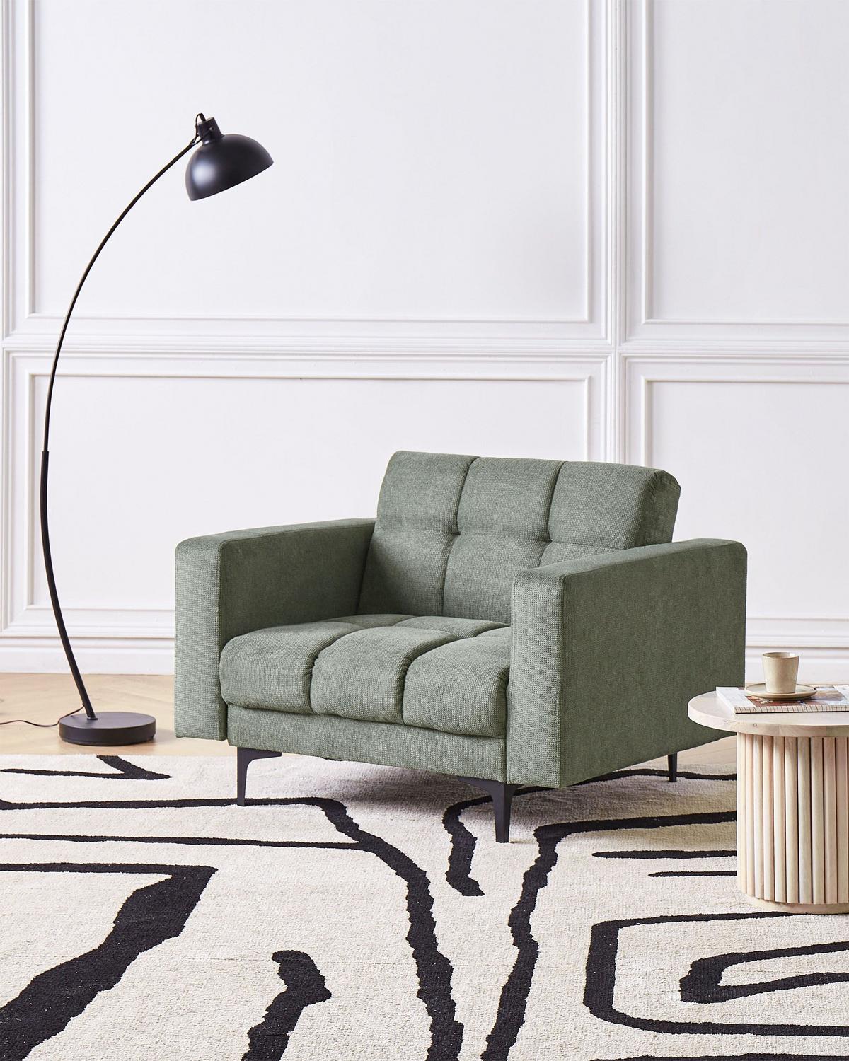 SESSEL Dunkelgrün Alnes - Dunkelgrün/Schwarz, Textil (110/77/89cm) - Beliani