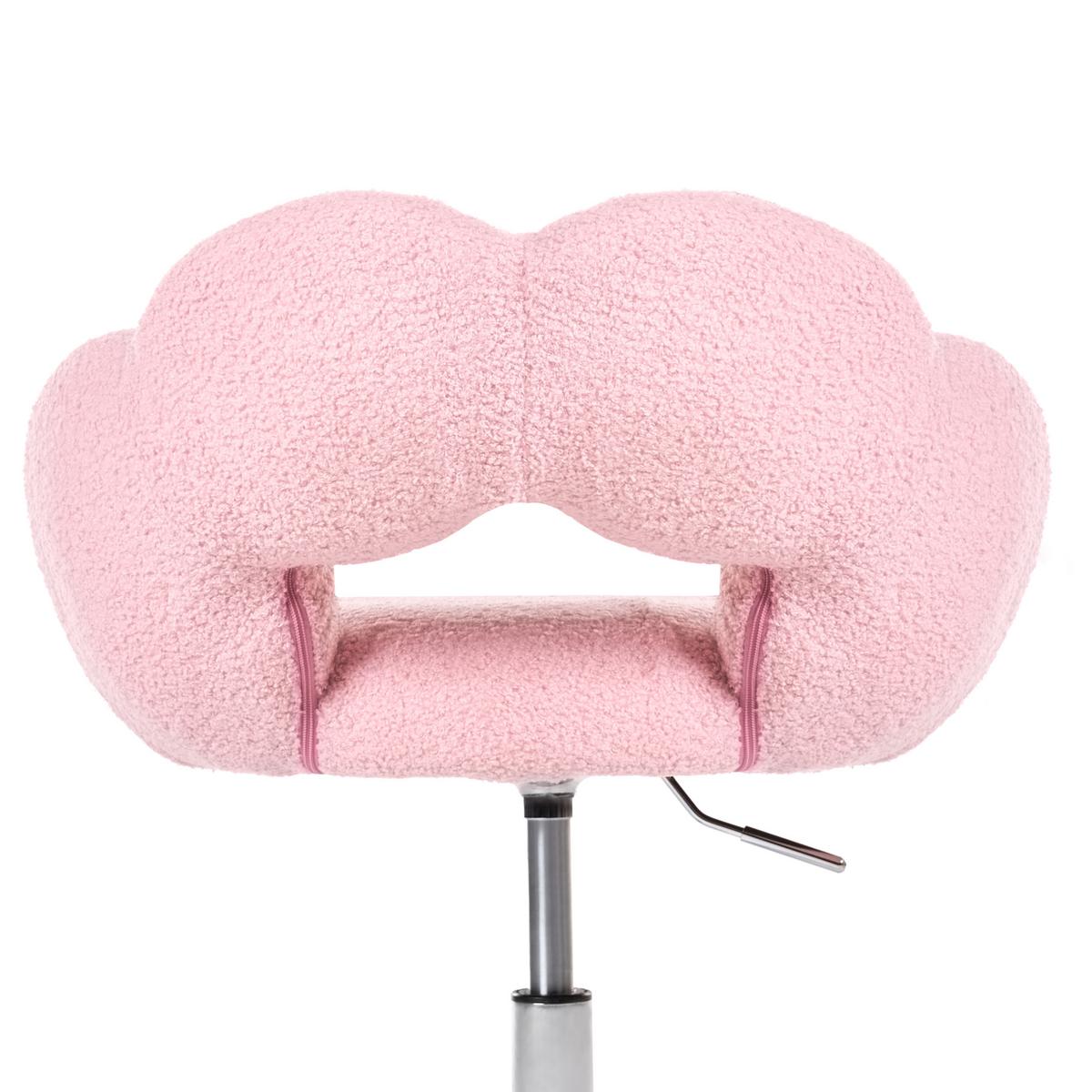 SCHREIBTISCHSTUHL Bouclé Rosa Whizzy - Pink/Silberfarben, Textil/Metall (59/64/50cm) - Beliani