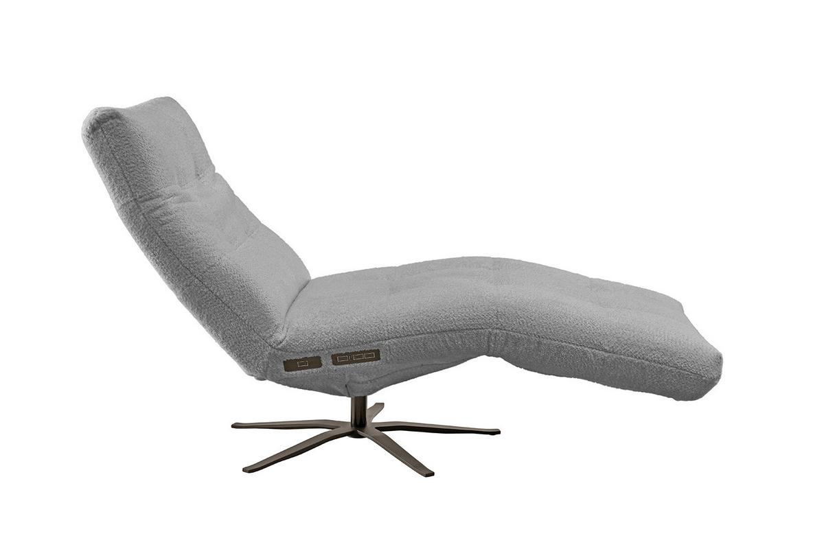 RELAXLIEGE LETICIA Grau Flachgewebe Relaxfunktion, Drehbar (360°) - Schwarz/Grau, Textil/Metall (82/115/156cm) - KAWOLA