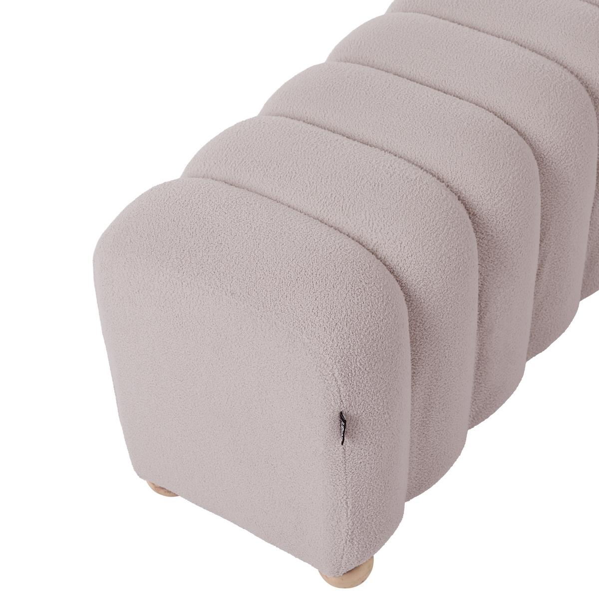 POLSTERBANK Bouclé Cremeweiß Idyllwild - Creme, Textil (111/45/39cm) - Beliani