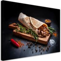 WANDBILD kebab kebap gewürze für die küche - Schwarz, Textil (60/40cm) - Feeby