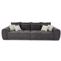BIG-SOFA Federkern B306/T134/H86 cm, Liegefläche 120x240 cm, Cord Dunkelgrau / 15171 - Chromfarben/Dunkelgrau, Textil/Metall (306/86/134cm) - luma-home