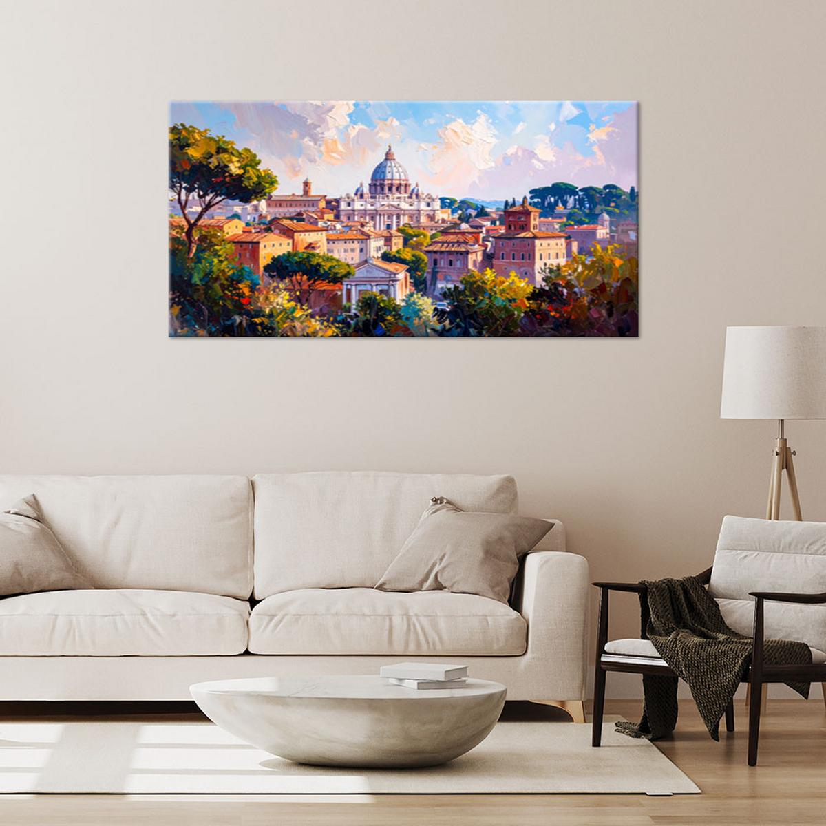 LEINWANDBILD Büros Panorama von Rom 80x40cm - Multicolor, Textil (80/40cm) - Feeby