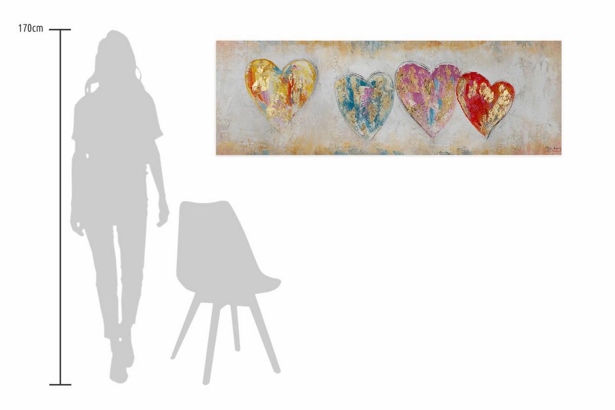 ÖLGEMÄLDE 150/50 cm - Türkis/Pink, Holz/Textil (150/50cm) - KUNSTLOFT