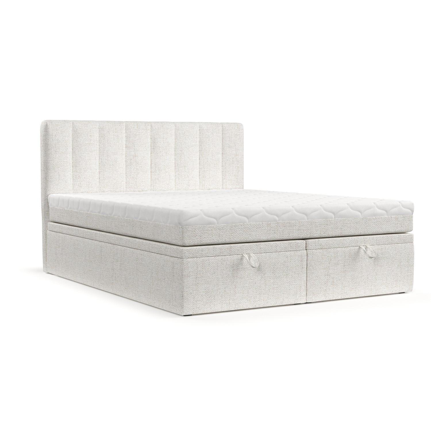 BOXBETT Lume 160/200 cm Creme im Neve Stoff - Creme/Schwarz, Holz/Holzwerkstoff (160/200cm) - AltaBeds