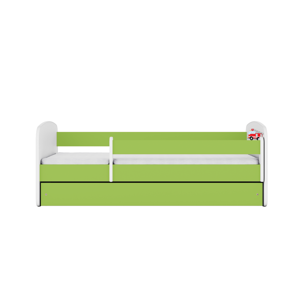 KINDERBETT Löschzug mit Schublade 180/80 90/61/184 - Grün, Holzwerkstoff (80/180cm) - RAUMHIRSCH FURNITURE