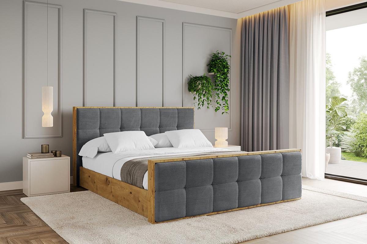 POLSTERBETT mit Bettkasten, Fußteil und Lattenrost, Boxbett ohne Matratze - ENZO7-Z 160x200 - Graphitfarben, Holzwerkstoff/Textil (160/200cm) - ALTDECOR