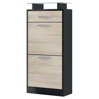 SCHUHSCHRANK Loret Front in Eiche sägerau - Eiche San Remo, Holzwerkstoff (46/104/23cm) - Vladon