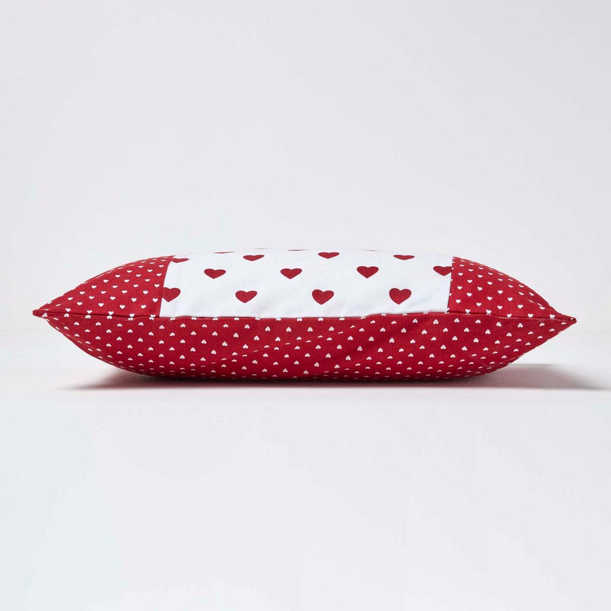 PATCHWORK-KISSENHÜLLE Herzen 30/50 cm - Rot, Textil (30/50cm) - Homescapes