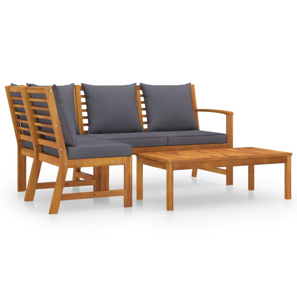 GARTENSET Renard 4-teilig - Grau, Holzwerkstoff - Nettlife