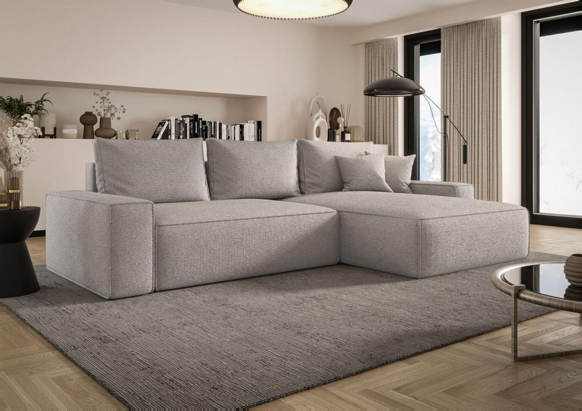 ECKSOFA Walken Mit Schlaffunktion - Hellgrau, Holzwerkstoff/Textil (280/185cm) - Fun Möbel