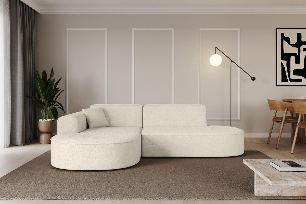ECKSOFA Ottomane Links MARI-L1 - 243x171x79 cm Creme Tissu - Creme/Schwarz, Holzwerkstoff/Kunststoff (243/171cm) - ALTDECOR