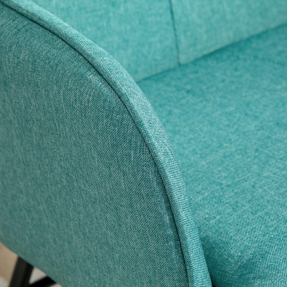 SCHAUKELSTUHL Schwingsessel mit Hocker Armlehnsessel mit Leinenoptik - Dunkelgrün/Schwarz, Holz/Textil (89/90/64cm) - HOMCOM