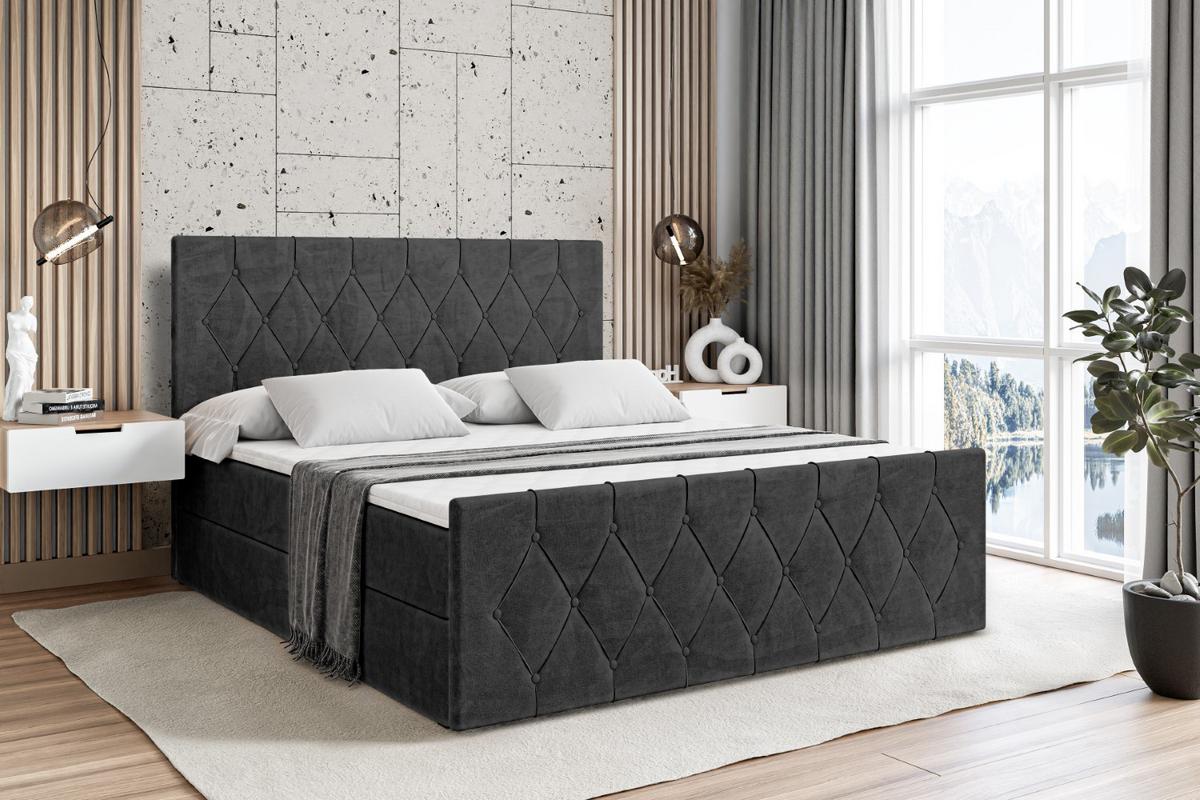BOXBETT VELANTO-Z - 140 x 200 - H3 - Schwarz - Schwarz, Holzwerkstoff (140/200cm) - ALTDECOR