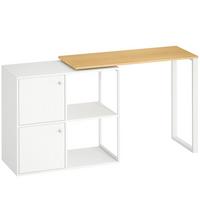 SCHREIBTISCH L-förmig 360° drehbar Eckschreibtisch mit Schränken Regalen Weiß - Silberfarben/Weiß, Holzwerkstoff/Metall (150/40/75cm) - HOMCOM