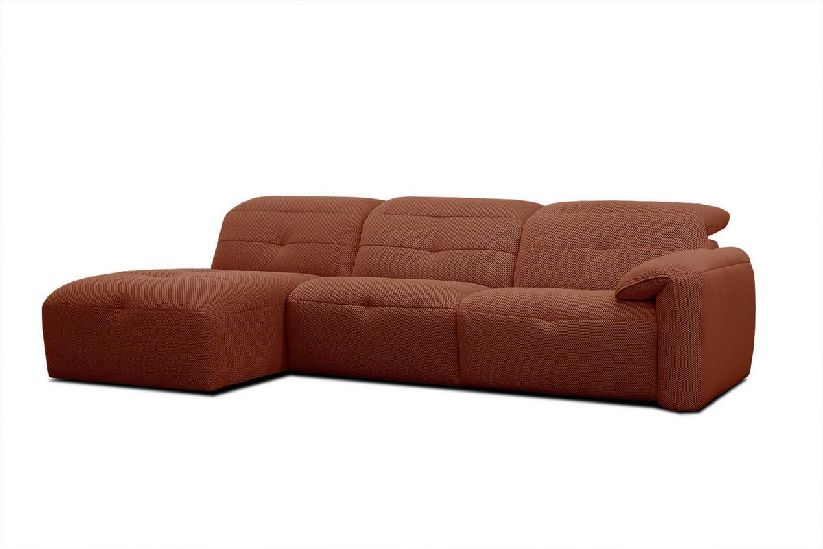 ECKSOFA TRENTO 4-Sitzer mit 1 Relaxfunktion, dunkelorange - Dunkelorange/Schwarz, Holzwerkstoff/Kunststoff (165/262cm) - Wozimo
