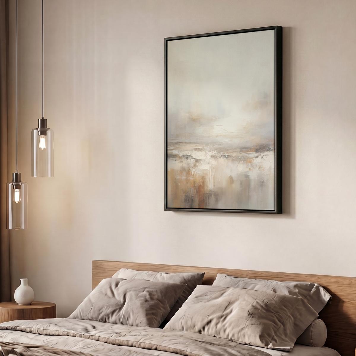 LEINWAND Bilder mit Rahmen - Kunst - Industriell - Grau - Braun - Abstrakt - 60x80 - Sandfarben, Textil (60/80cm) - MuchoWow