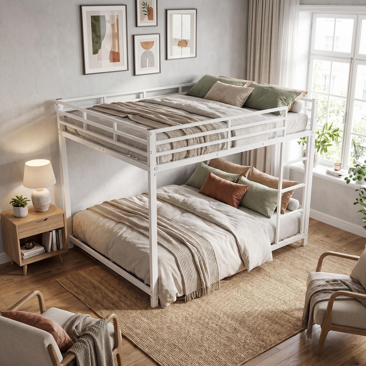 ETAGENBETT metall 140x200 kinderbett weiß - Weiß, Metall (140/200cm) - Urban Meuble