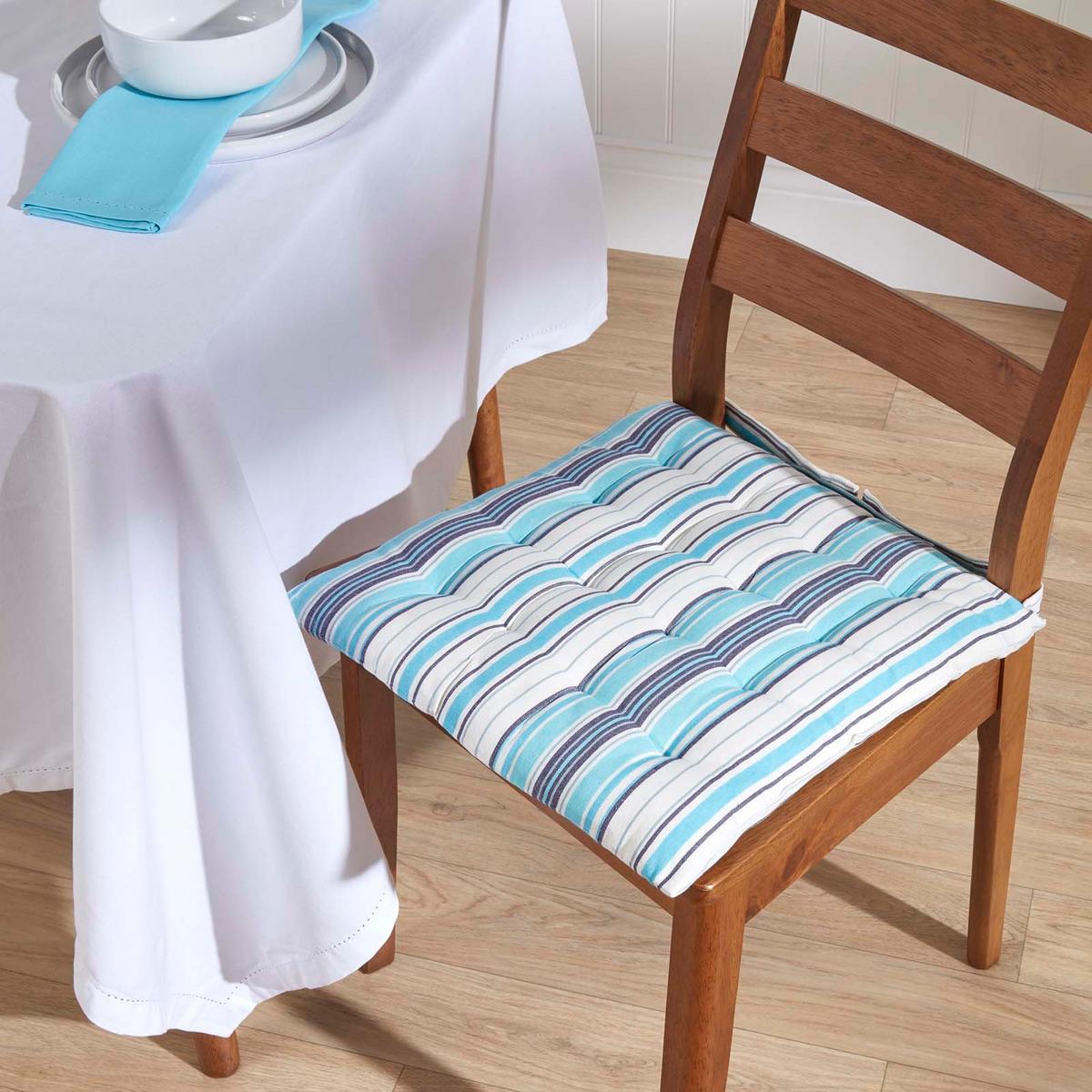 STUHLKISSEN New England gestreift 40/40/5 cm - Blau, Textil (40/40/5cm) - Homescapes