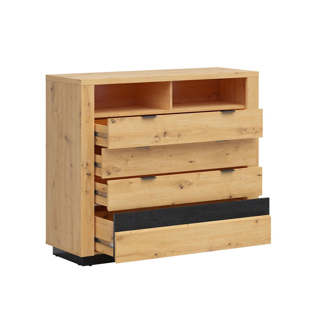 KOMMODE Glenn Holz und Schwarz - Schwarz, Holzwerkstoff (116/101/42cm) - Petits-meubles