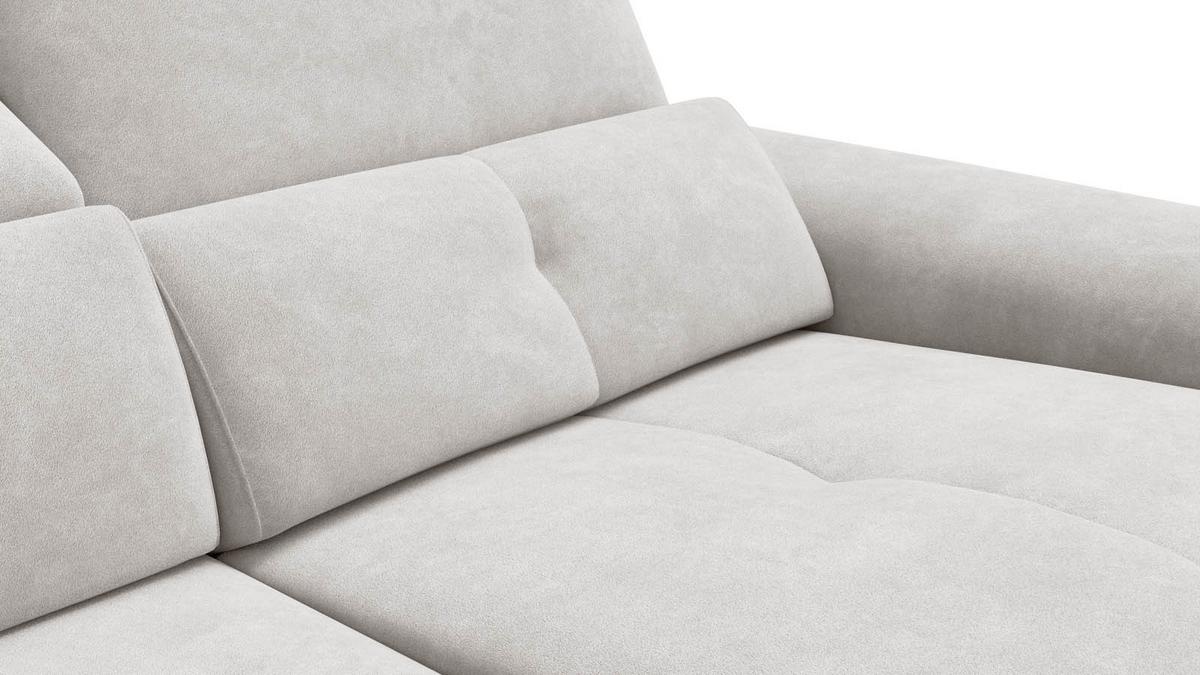 SOFA RELAX AVENA 3-Sitzer, beiger Veloursstoff - Beige/Schwarz, Holz/Textil (204/80/108cm) - Courtois Laville