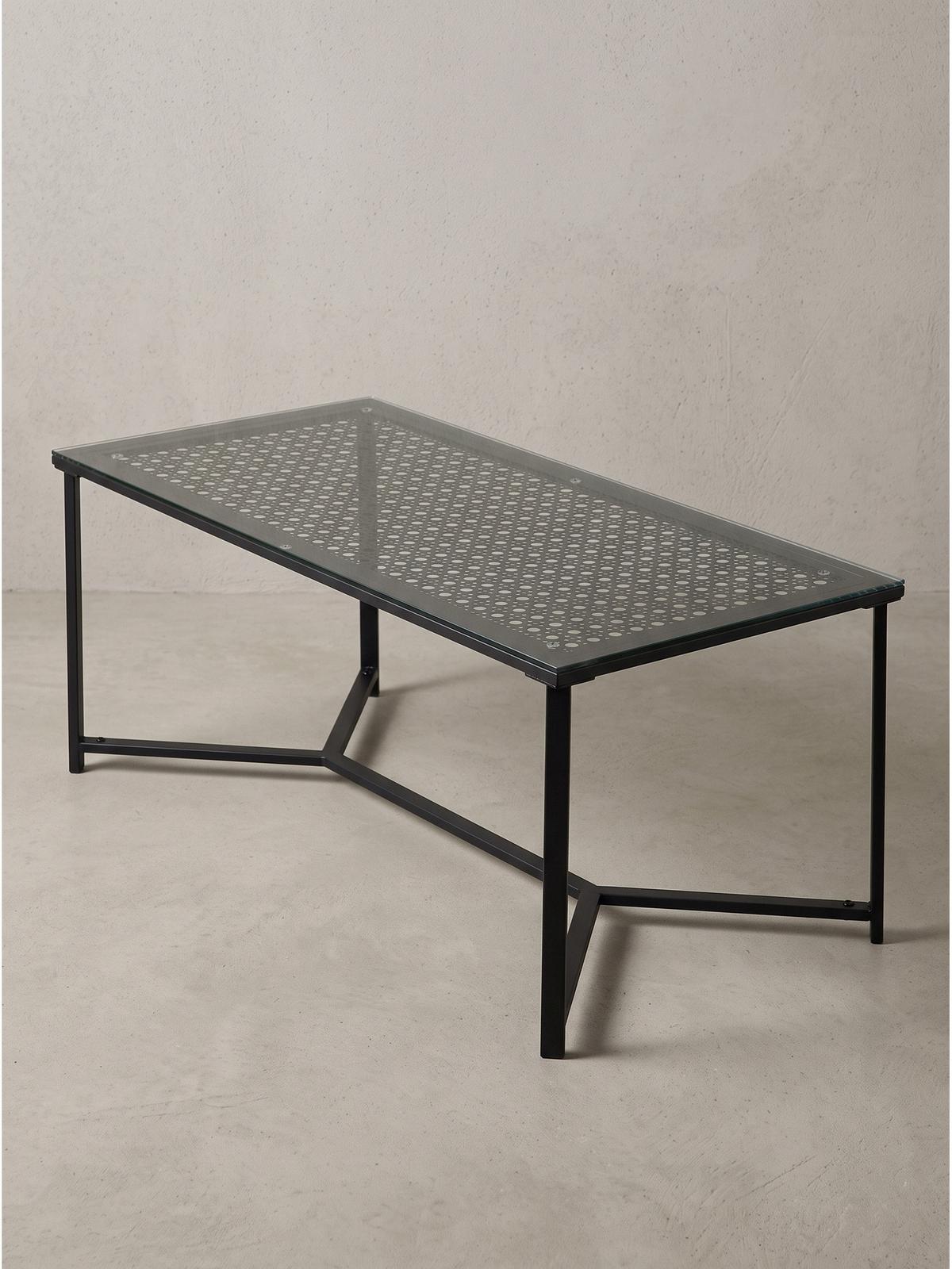 COUCHTISCH ALCUDIA, Einscheibensicherheitsglas, Schwarz, 100 x 50 x 42 cm - Schwarz, Glas/Metall (50/100/42cm) - KADIMA DESIGN