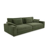 BIG-SOFA mit Federkern B290/T135/H90 cm extratief, Liegefläche 122x240 cm, Cord Grün / 15250 - Schwarz/Grün, Kunststoff/Textil (290/90/135cm) - luma-home
