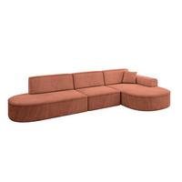 ECKSOFA Ottomane Rechts MARI-L2 - 328x171x79 cm Koralle Velours - Koralle/Schwarz, Holzwerkstoff/Kunststoff (171/328cm) - ALTDECOR