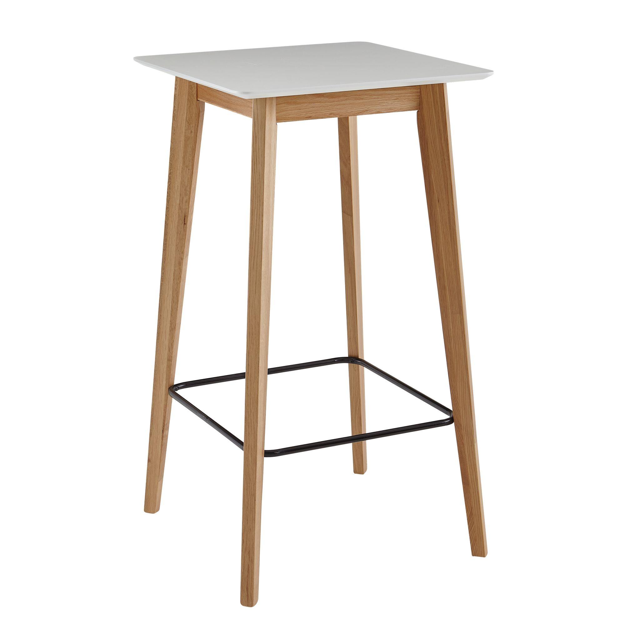 BARTISCH – Skandinavisch, Eichenbeine, quadratisch, 50 kg Belastbarkeit - Weiß/Braun, Eichenholz/Holz (60/60/110cm) - KADIMA DESIGN