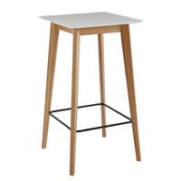 BARTISCH – Skandinavisch, Eichenbeine, quadratisch, 50 kg Belastbarkeit - Weiß/Braun, Eichenholz/Holz (60/60/110cm) - KADIMA DESIGN