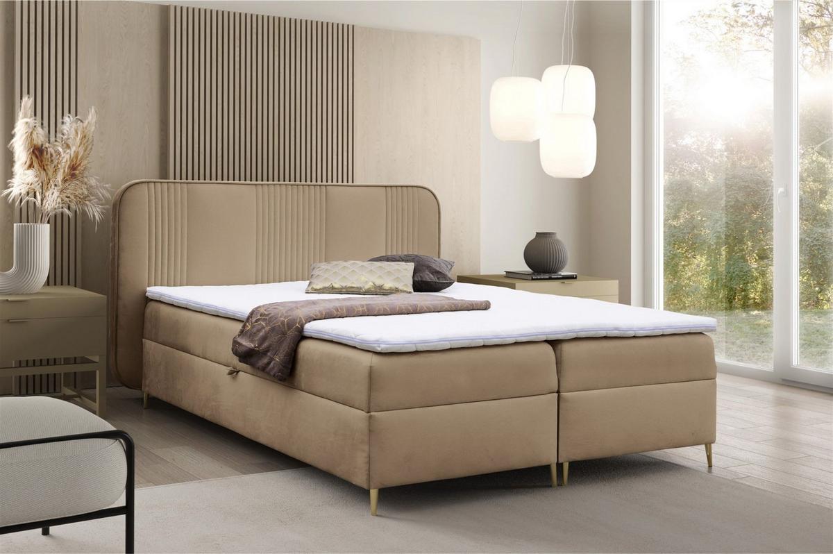 BOXBETT Avery - Braun, Holzwerkstoff/Textil (160/200cm) - Fun Möbel