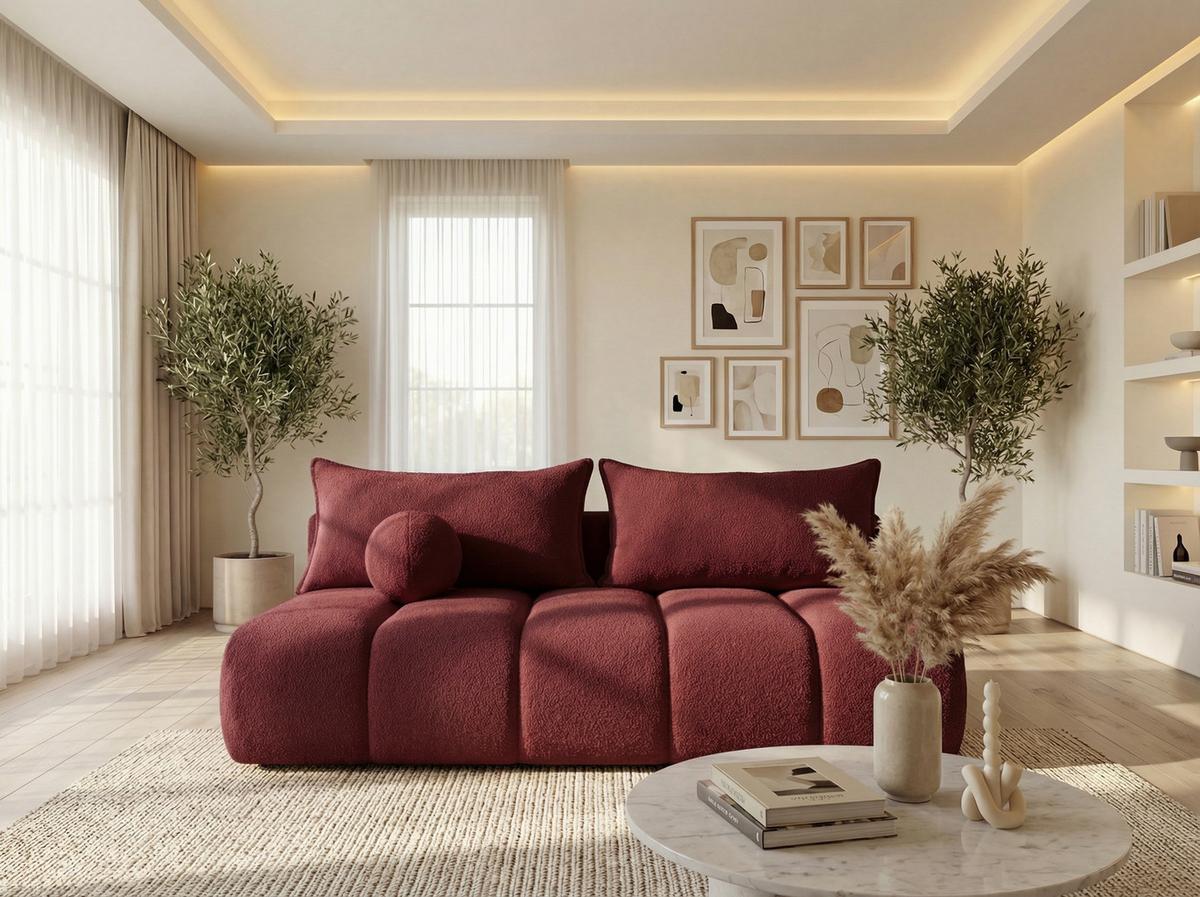 SCHLAFSOFA Milla mit Bettkasten, Weinrot Rot 205/97/85 cm - Rot, Textil/Metall (205/97/85cm) - WFL GROUP