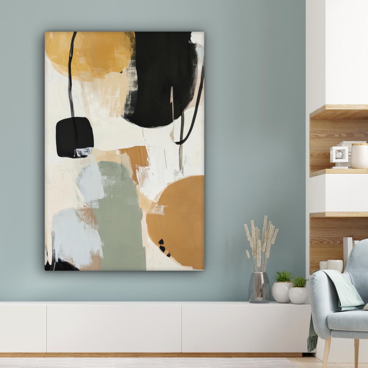 LEINWANDBILD Farbe - Abstrakt - Farben Deko XXL 80x120 cm - Currygelb, Textil (80/120cm) - MuchoWow