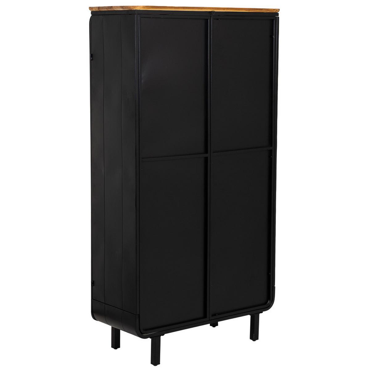 VITRINE aus Metall, Holz und Glas mit 2 Türen, Schwarz, 84x36x152h cm - Schwarz, Holz (84/152/35cm) - Wanderlust