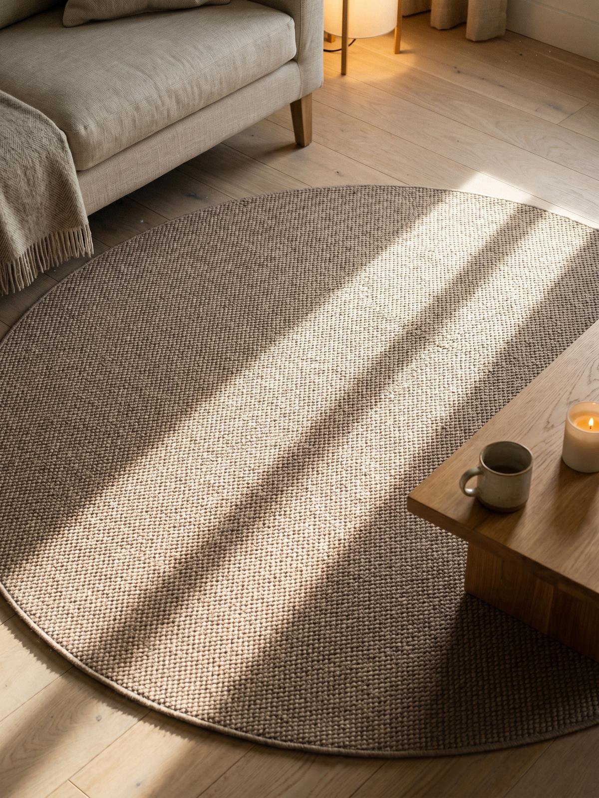 TEPPICH Flachgewebe LANGAU in Beige, meliert, Ø 200 cm - Beige, Textil (200/200cm) - KADIMA DESIGN