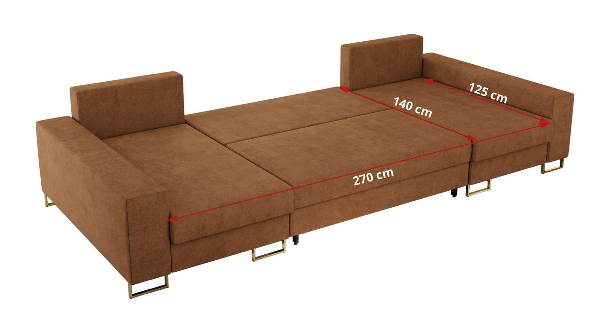 WOHNLANDSCHAFT DORIAN U Struktur Orange - Goldfarben/Orange, Textil/Metall (312/85/138cm) - MKS