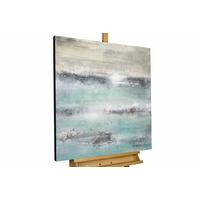 ACRYLBILD HANDGEMALT 80/80 cm - Beige/Petrol, Holz/Textil (80/80cm) - KUNSTLOFT