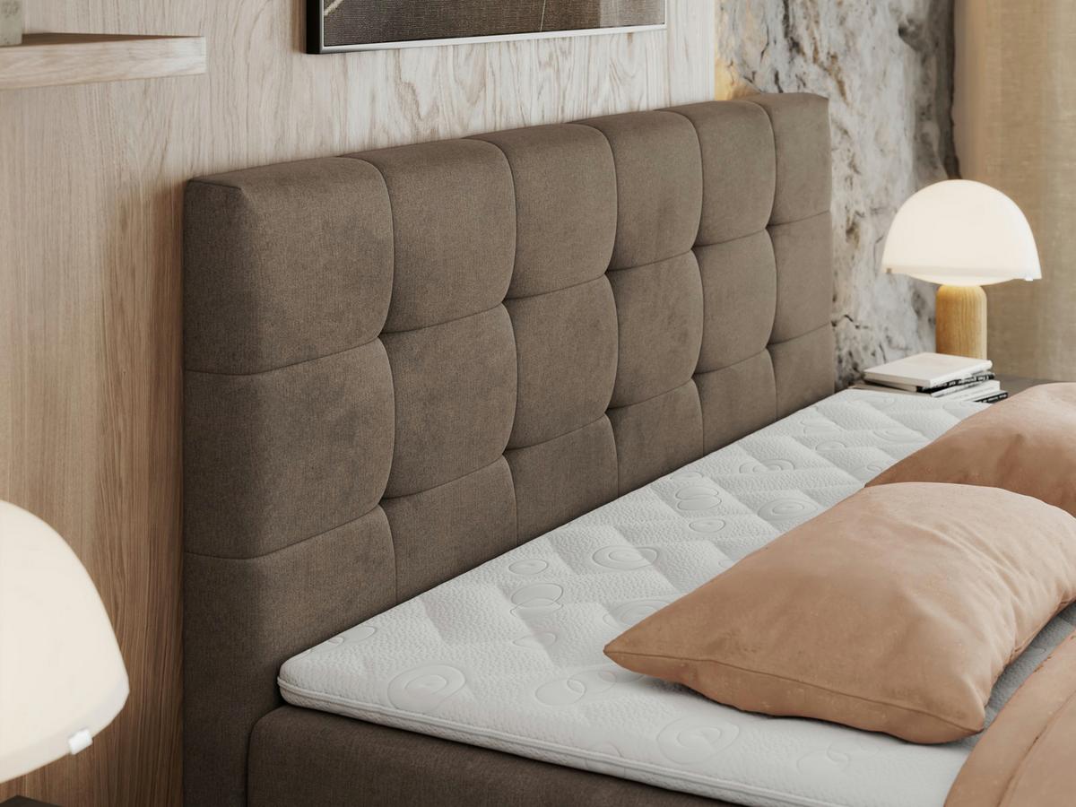 BOXBETT CENTO 140/200 Braun Velvet - H3 - Braun, Holz/Textil (140/200cm) - MKS