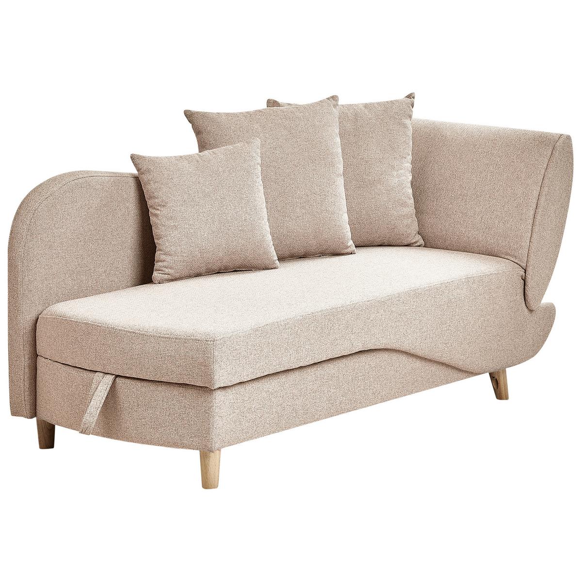 CHAISELONGUE-RECHTSSEITIGE Braun Meri - Hellbraun, Textil (155/76/69cm) - Beliani