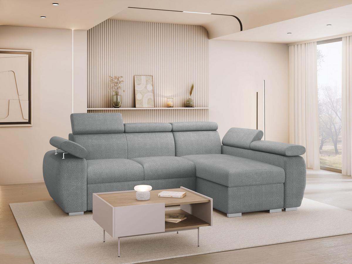ECKSOFA Boston Mini, Seite: Rechts - 2R+LC - Chromfarben/Dunkelgrau, Holz/Textil (255/170cm) - MIRJAN24