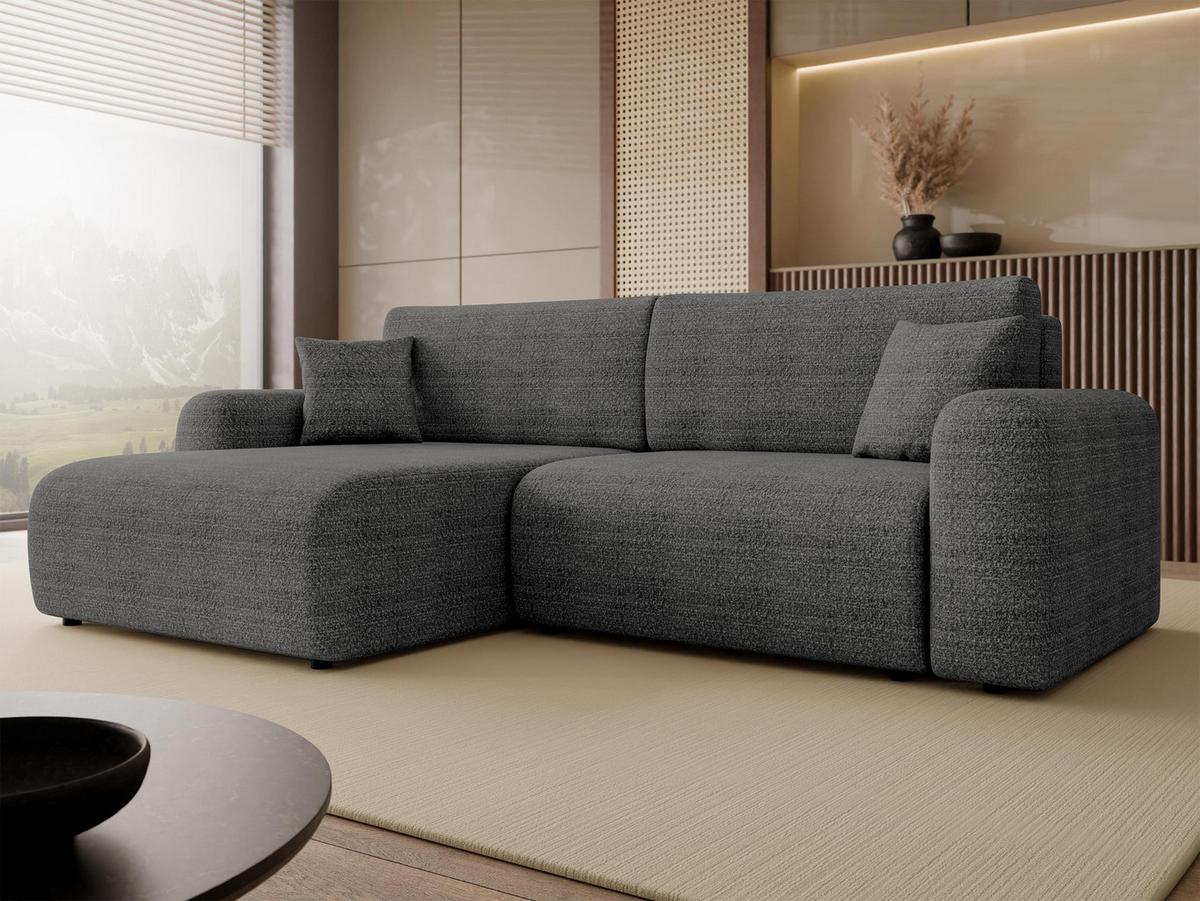 ECKSOFA Floryn L - Blaugrau/Schwarz, Holz/Kunststoff (245/145cm) - MIRJAN24