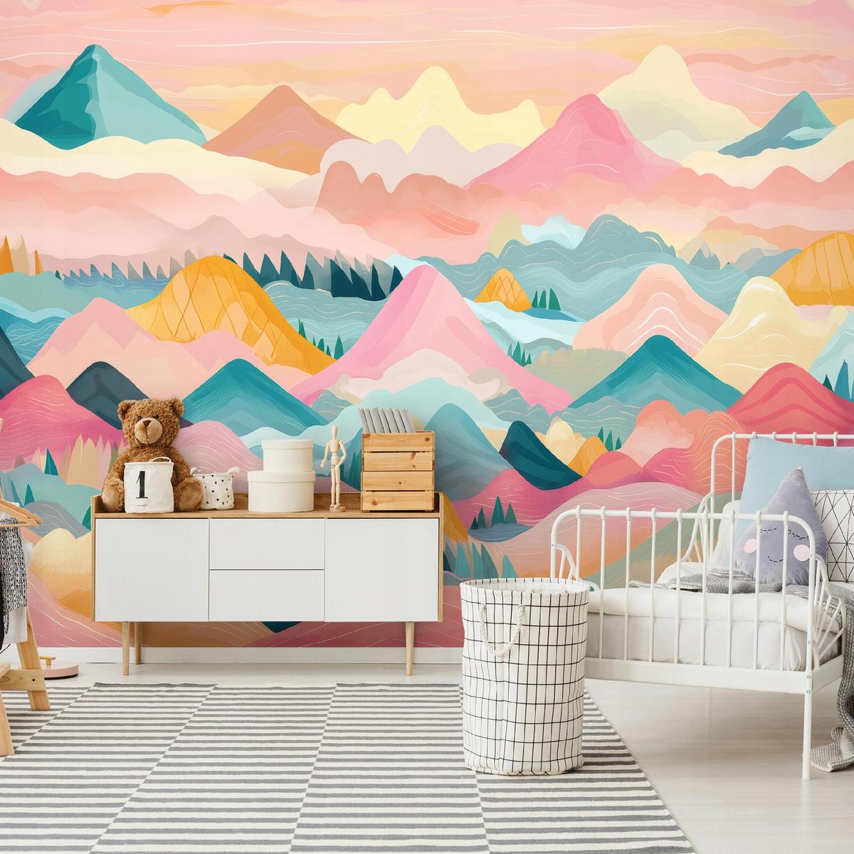 FOTOTAPETE Gebirge Wolken Rosa 368x254 cm - Multicolor, Textil (368/254cm) - Wallarena