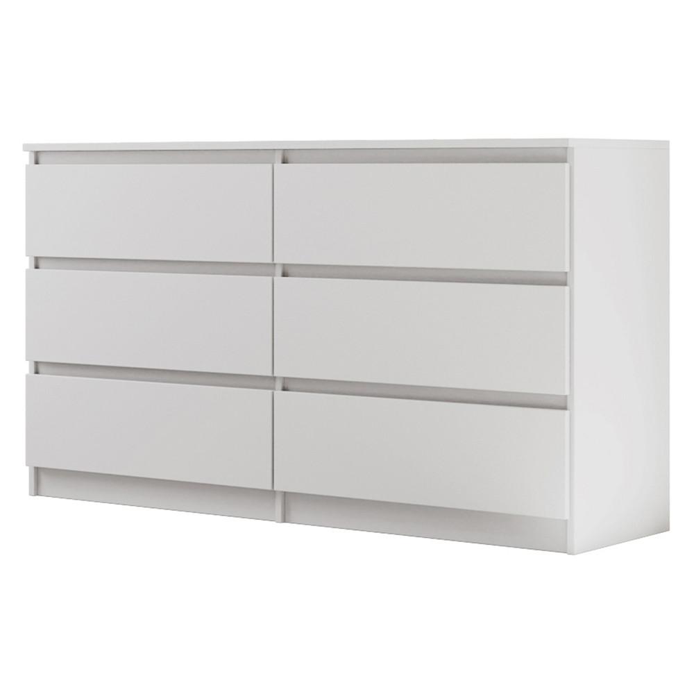 KOMMODE Lemon mit 6 Schubladen, 140 cm, Weiß matt - Weiß, Holzwerkstoff (140/78/39cm) - Beautysofa